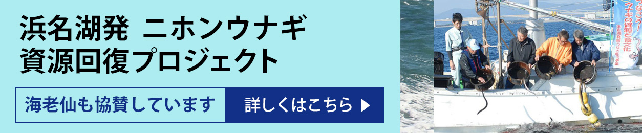 浜名湖発「二ホンウナギ資源回復プロジェクト2020」海老仙も協賛しています 詳しくはこちら