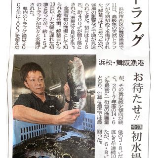 天然トラフグが新聞で紹介されました